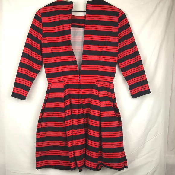 Gap Navy and Red Fit n Flare 3/4 Sleeve Pockets - Picture 2 of 8